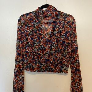 Free people All Dolled Up Foral print long sleeve mesh